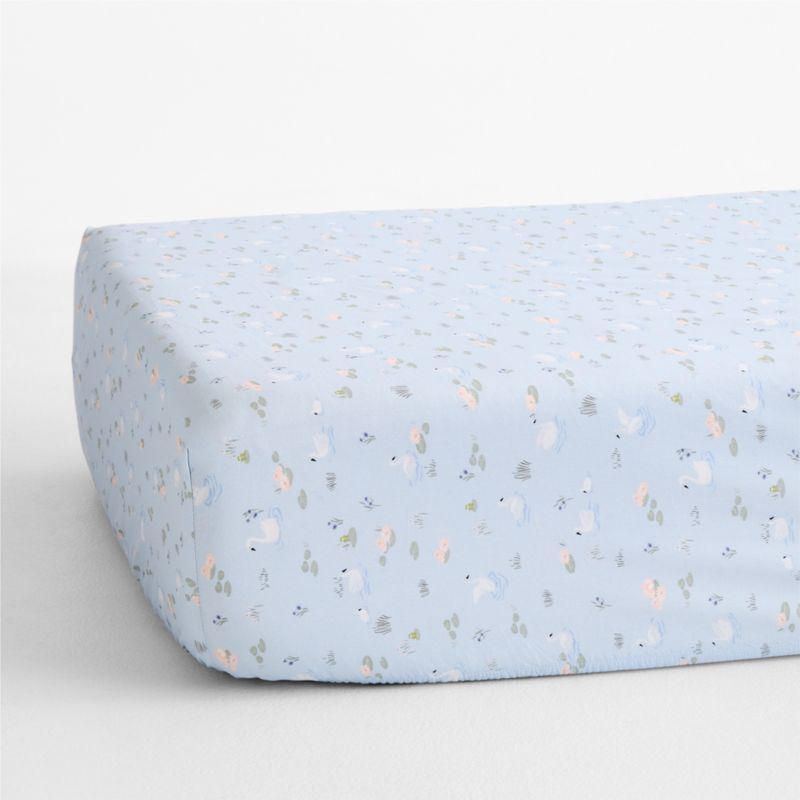 Enchanted Swan Organic Cotton Baby Crib Fitted Sheet - image 3 of 5
