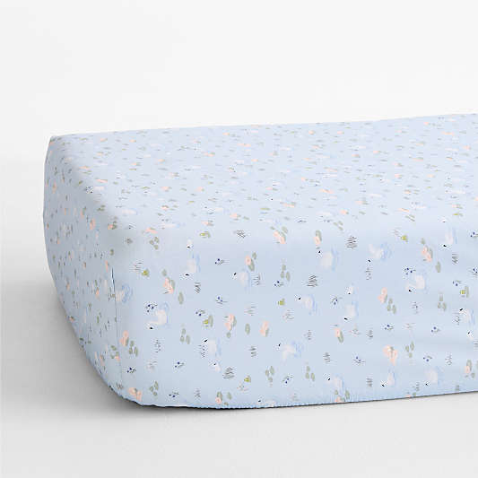 Enchanted Swan Organic Cotton Baby Crib Fitted Sheet