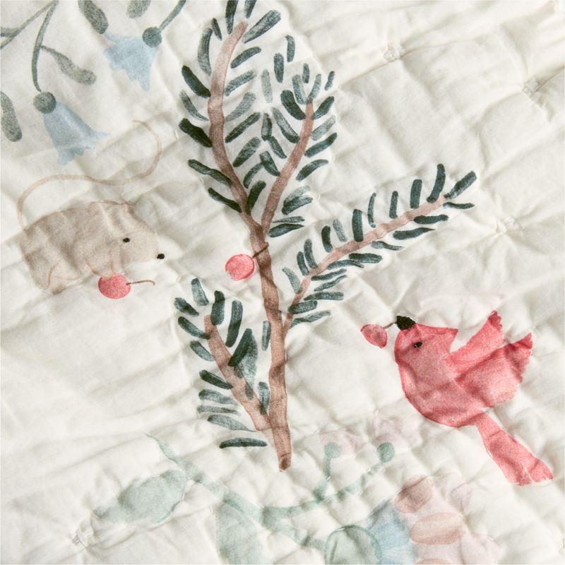 Enchanted Winter Wonderland Embroidered 100% Organic Cotton Baby Crib Quilt - image 7 of 8