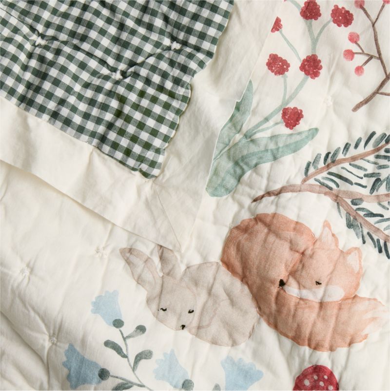 Enchanted Winter Wonderland Embroidered 100% Organic Cotton Baby Crib Quilt - image 6 of 8