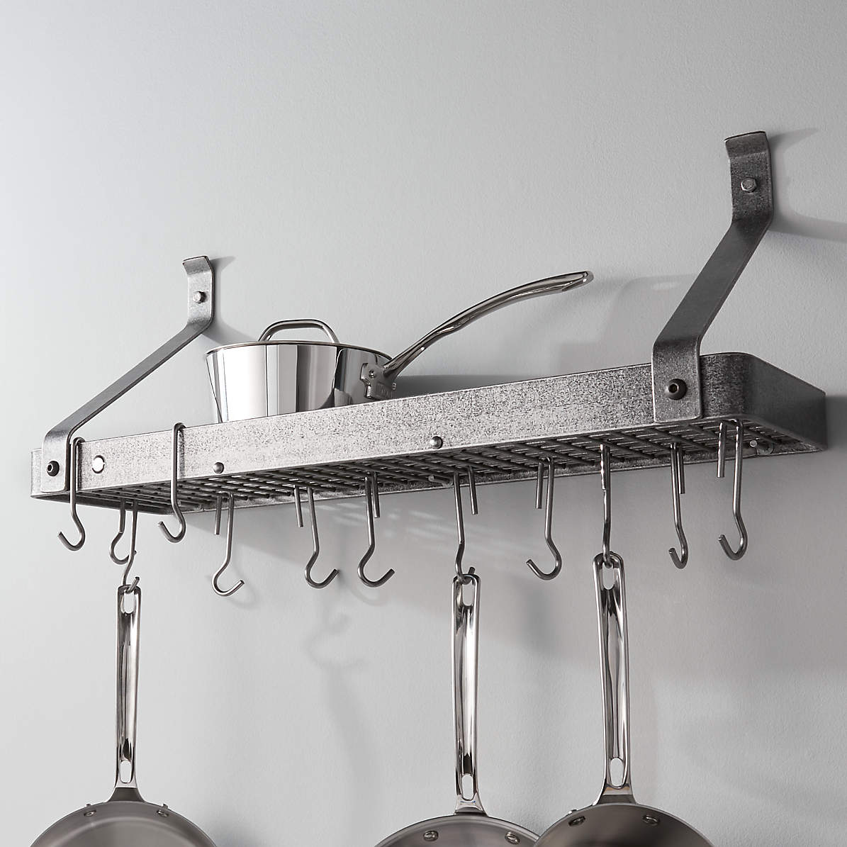 Enclume - Three Bar Ceiling Pot Rack in Hammered Steel - Enclume