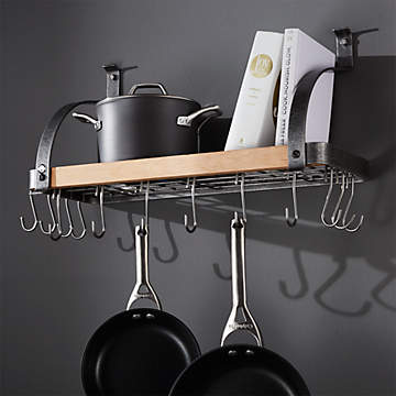 JK newest Adams Sur La Table Maple Hanging Bar Pot Rack 36