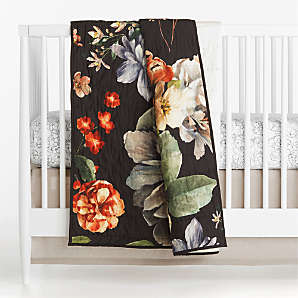 black floral crib sheet