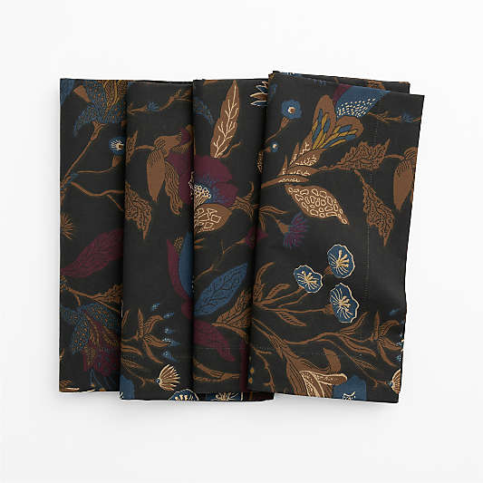 English Floral Cotton Dinner Napkin, Set of 4
