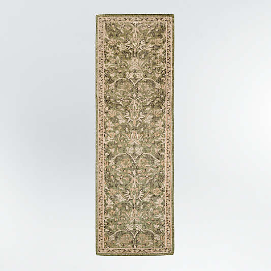 Ennis Performance Traditional Handknotted Green Runner Rug 2'10"x9'