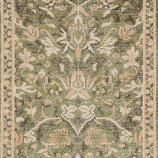 Ennis Performance Traditional Handknotted Green Runner Rug 2'10"x9'