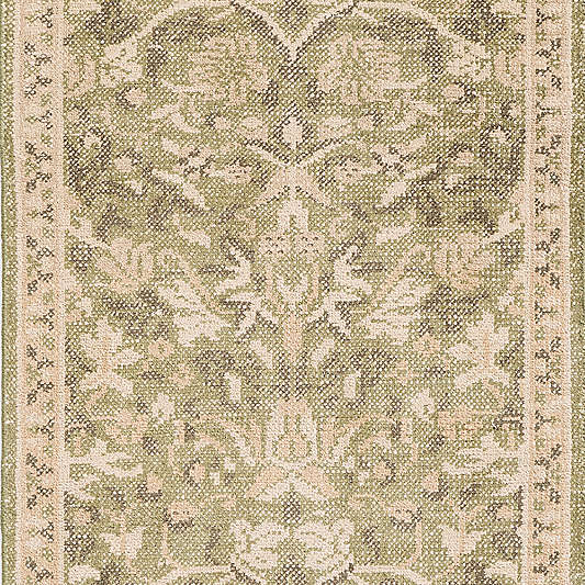Ennis Performance Traditional Handknotted Green Runner Rug 2'10"x9'