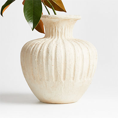 View Énorme Cannelée White Textured Vase 15" by Athena Calderone details