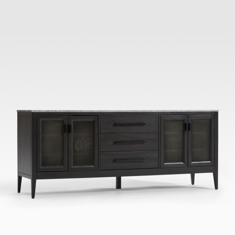 Enzo 72" Black Storage Media Console with Marble Top