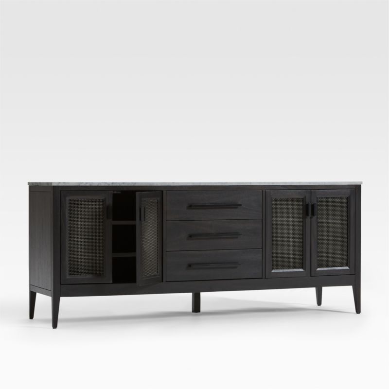 Enzo 72" Black Storage Media Console with Marble Top