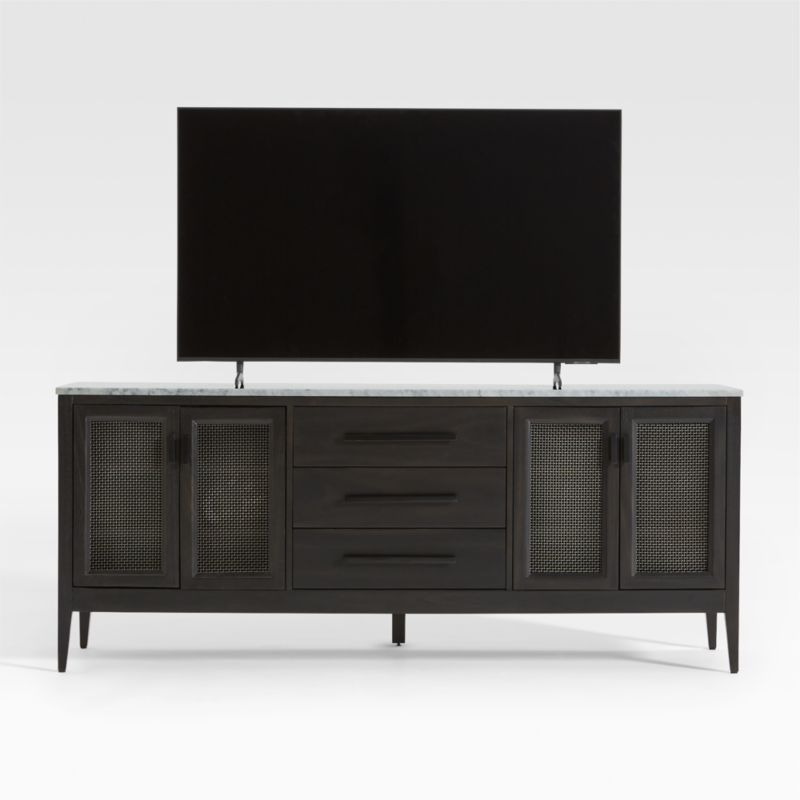 Enzo 72" Black Storage Media Console with Marble Top