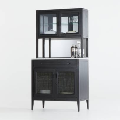 Enzo Bar Cabinet with Hutch | Crate & Barrel