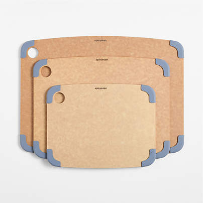 Epicurean Natural and Blue Non-Slip Paper Composite Cutting Board, Set of 3