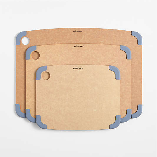 Epicurean Natural and Blue Non-Slip Paper Composite Cutting Board, Set of 3