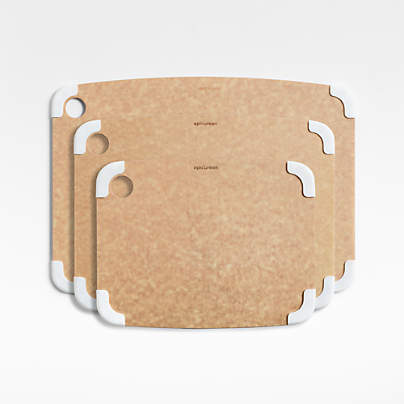 Epicurean Natural and White Non-Slip Paper Composite Cutting Board, Set of 3