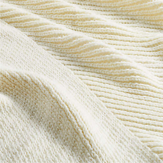 Equinox 70"x55" Cream Sweater Knit Throw Blanket