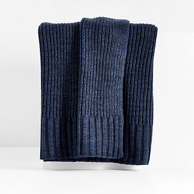 View Sweater Knit 70"x55" Deep Indigo Blue Throw Blanket details