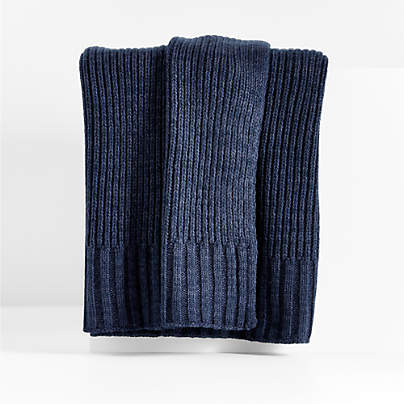 Sweater Knit 70"x55" Deep Indigo Blue Throw Blanket