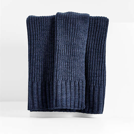 Sweater Knit 70"x55" Deep Indigo Blue Throw Blanket