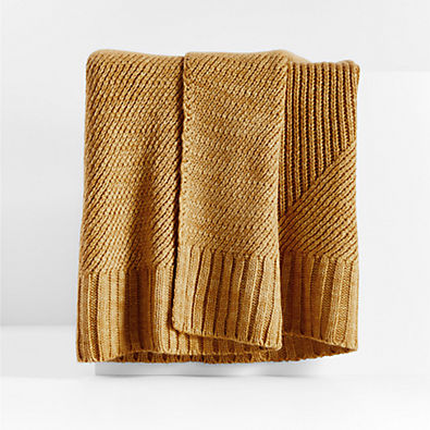 View Sweater Knit 70"x55" Tupelo Honey Yellow Throw Blanket details