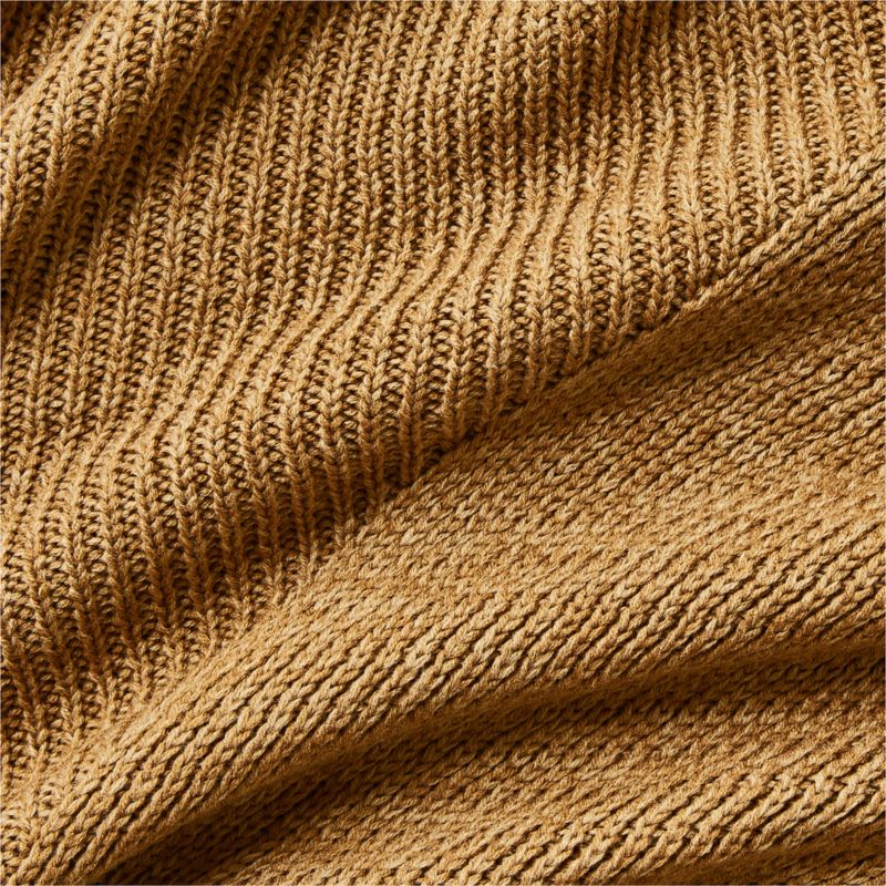 Sweater Knit 70"x55" Ocher Brown Throw Blanket - image 5 of 6