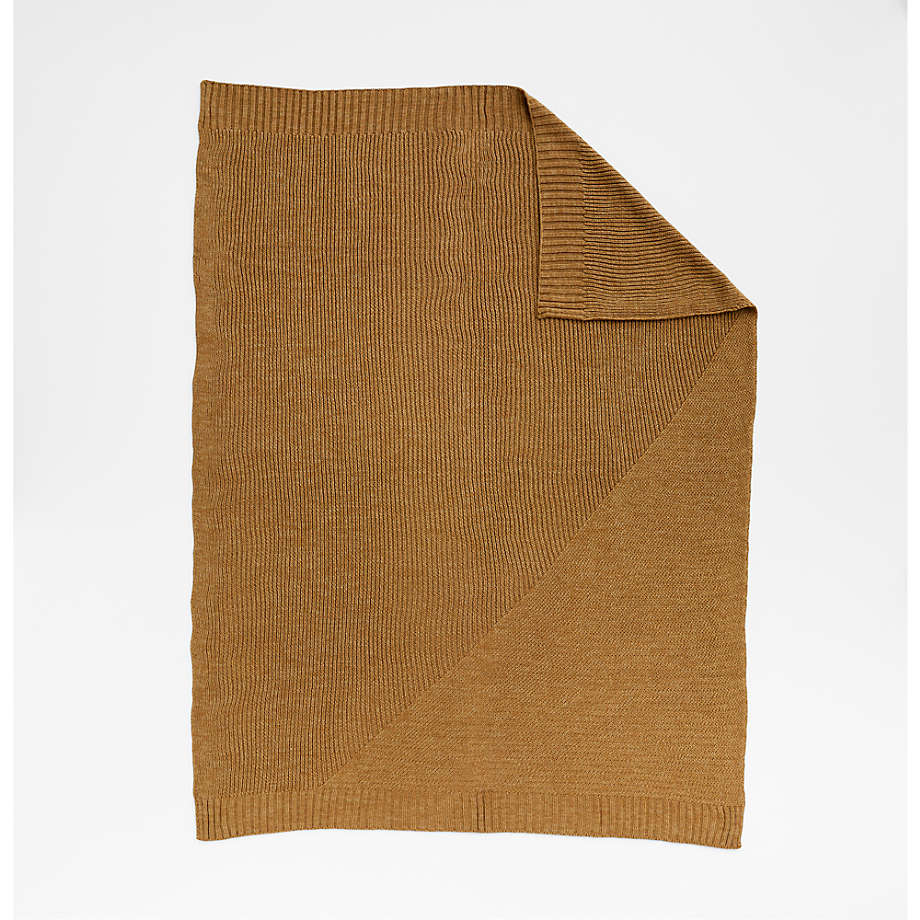 Sweater Knit 70x55 Ocher Brown Throw Blanket + Reviews