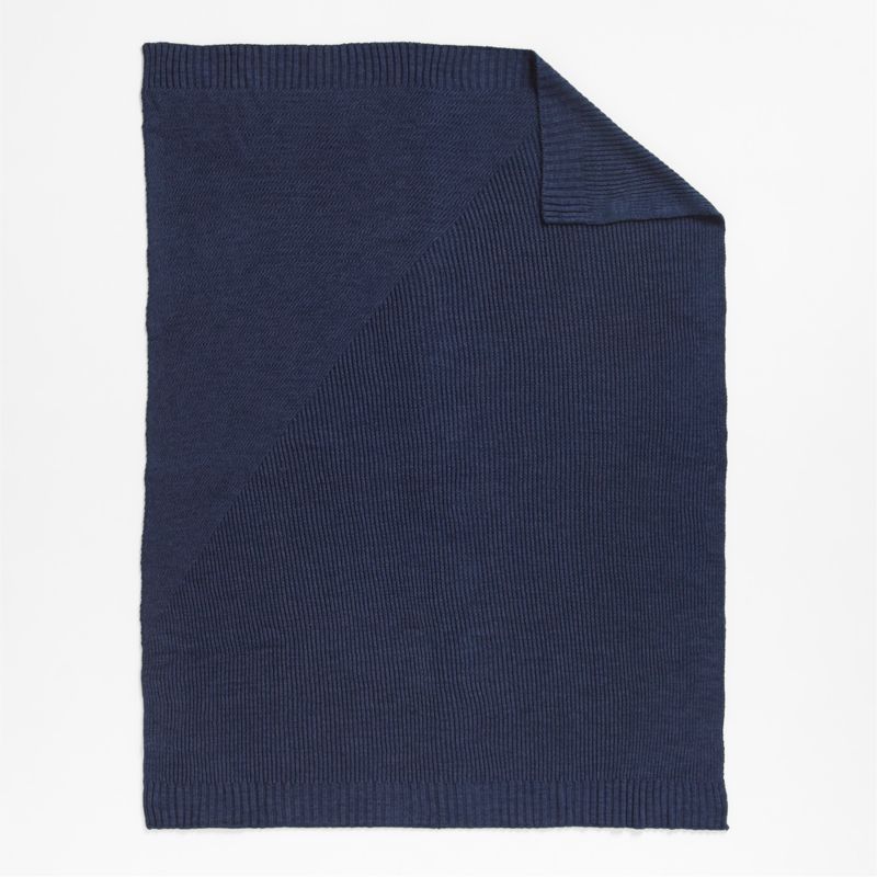 Sweater Knit 70"x55" Deep Indigo Blue Throw Blanket - image 5 of 7