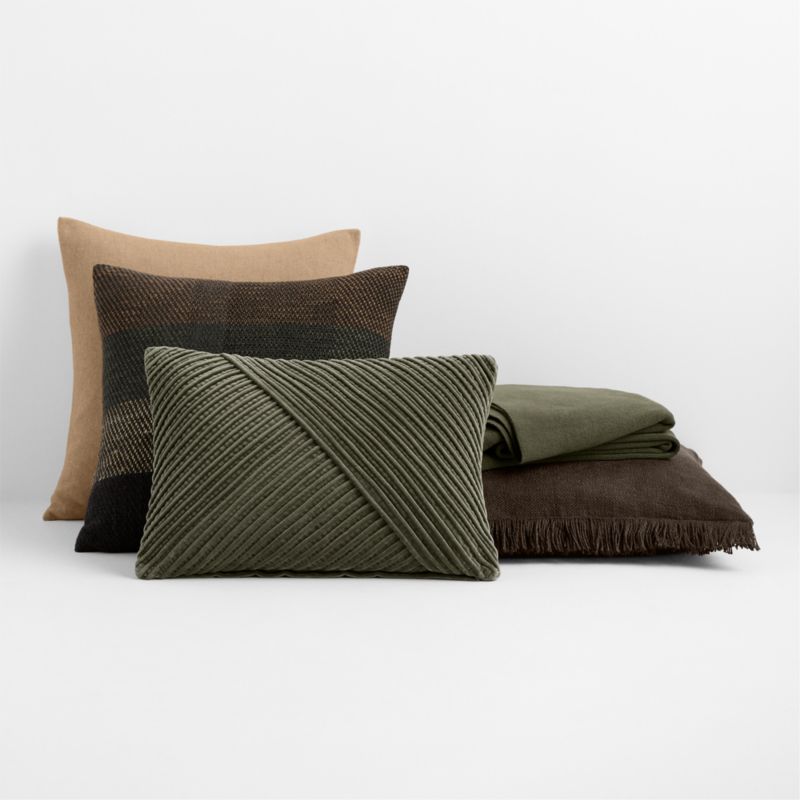 Casual Textured Fringe 23"x23" Deep Brown Throw Pillow with Feather Insert - image 3 of 5