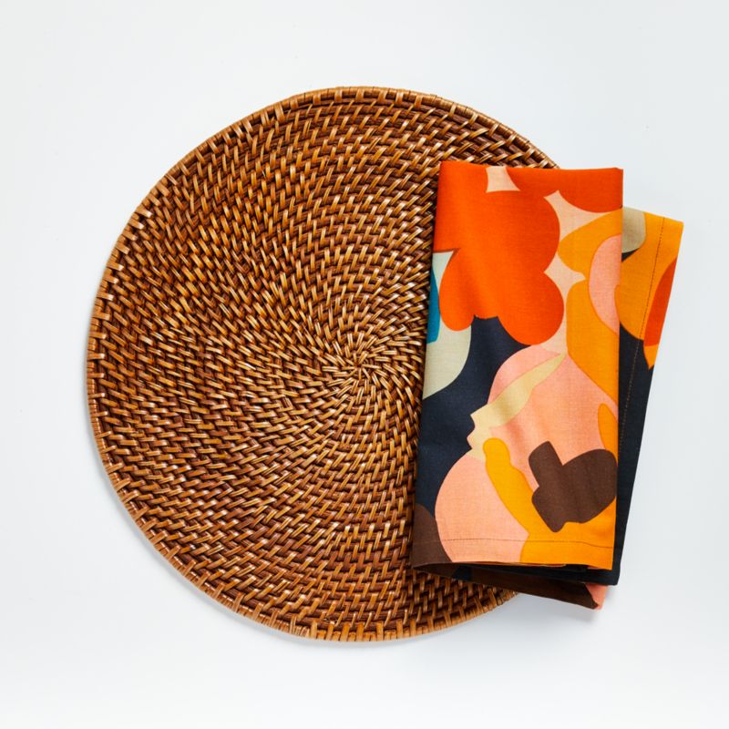 Artesia Honey Woven Rattan Round Placemat + Reviews Crate & Barrel Canada