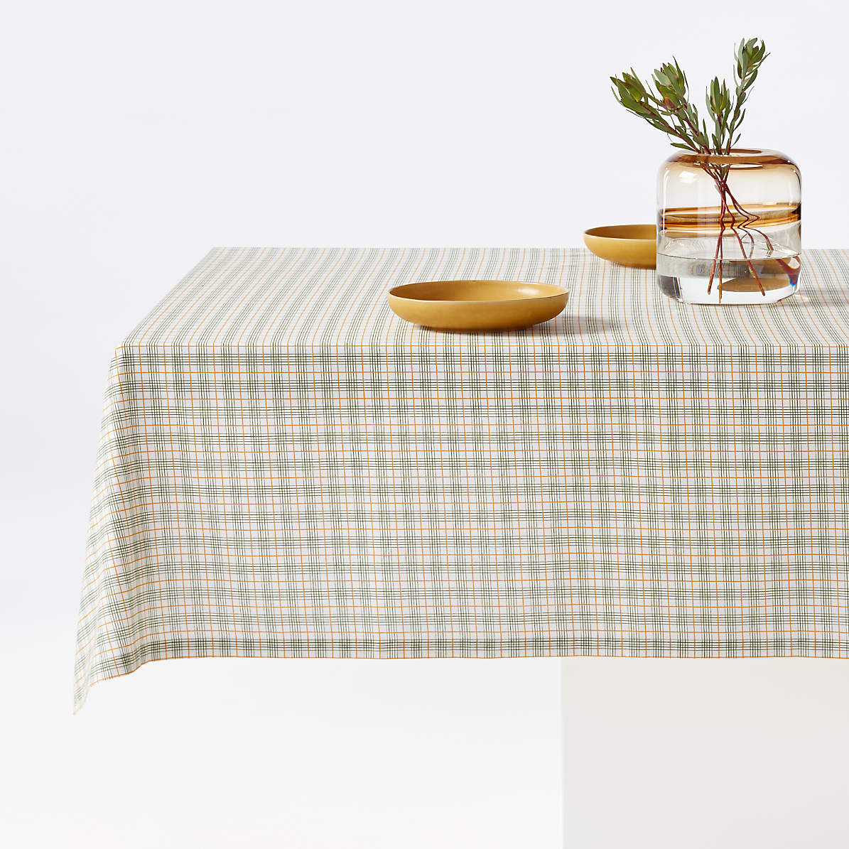 Esner Green Grid Tablecloth | Crate and 