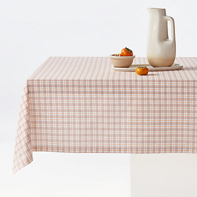 View Esner Orange Plaid Tablecloth 60"x120" details