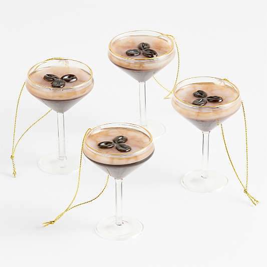 Espresso Martini Glass Christmas Tree Ornament, Set of 4