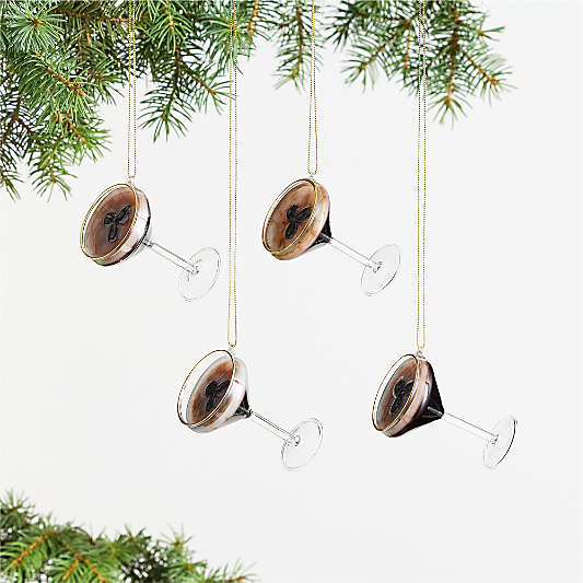 Espresso Martini Glass Christmas Tree Ornament, Set of 4