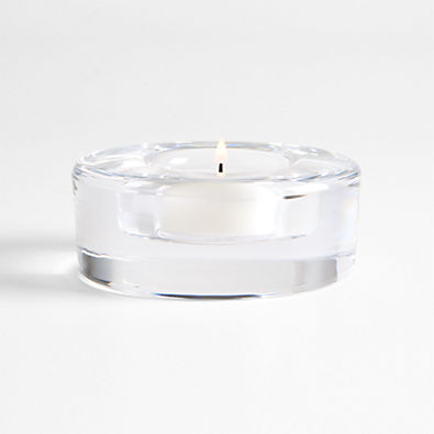 View Essential Modern Low Wide Glass Tealight Candle Holder details