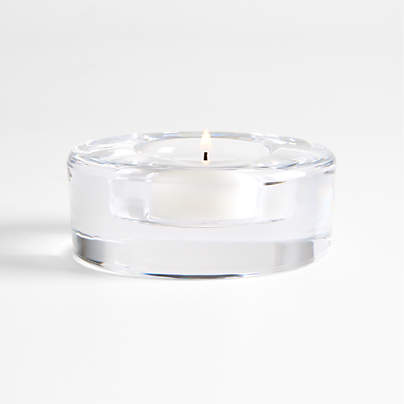 Essential Modern Low Wide Glass Tealight Candle Holder
