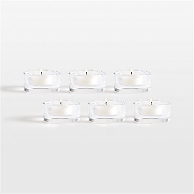 View Essential Modern Short Glass Tealight Candle Holder, Set of 6 details
