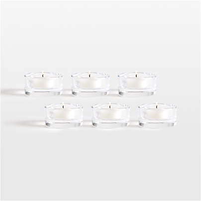 Essential Modern Short Glass Tealight Candle Holder, Set of 6