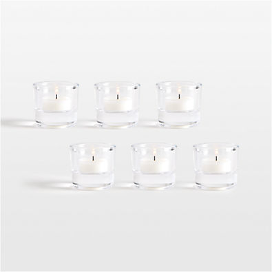 View Essential Modern Tall Glass Tealight Candle Holder, Set of 6 details
