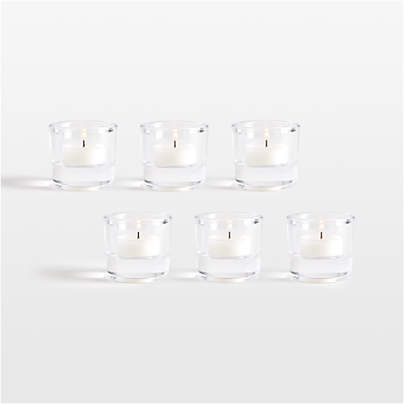 Essential Modern Tall Glass Tealight Candle Holder, Set of 6