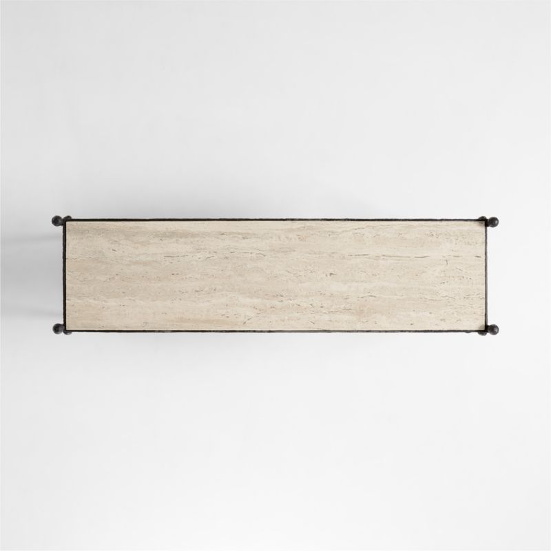 Estate 62.75" Rectangular Travertine and Metal Console Table with Shelf by Jake Arnold