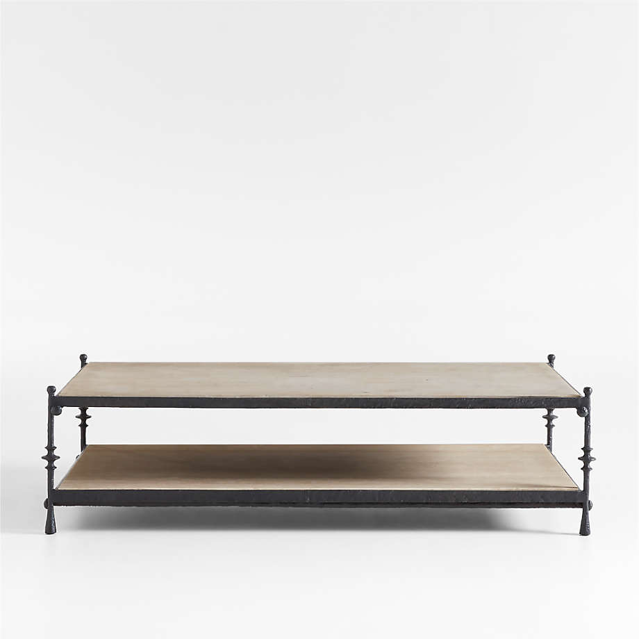 Estate Travertine and Metal Rectangular Coffee Table by Jake Arnold