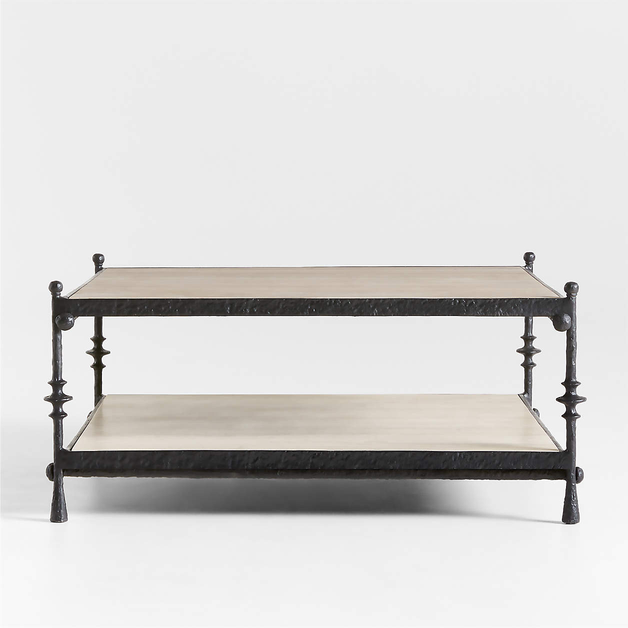 Estate Travertine and Metal Square Coffee Table by Jake Arnold