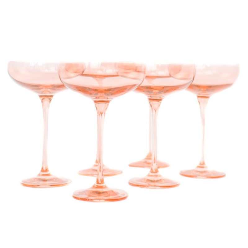 Estelle Blush Pink Colored Champagne Coupe Stemware, Set of 6 - image 1 of 2