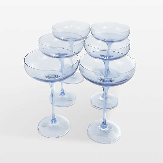 Estelle Cobalt Blue Colored Champagne Coupe Stemware, Set of 6