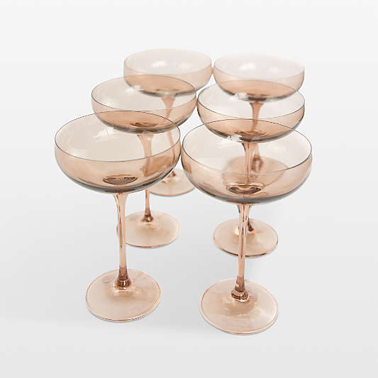 Estelle Mocha Colored Champagne Coupe Stemware, Set of 6