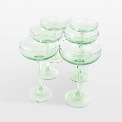 Estelle Mint Green Colored Champagne Coupe Stemware, Set of 6
