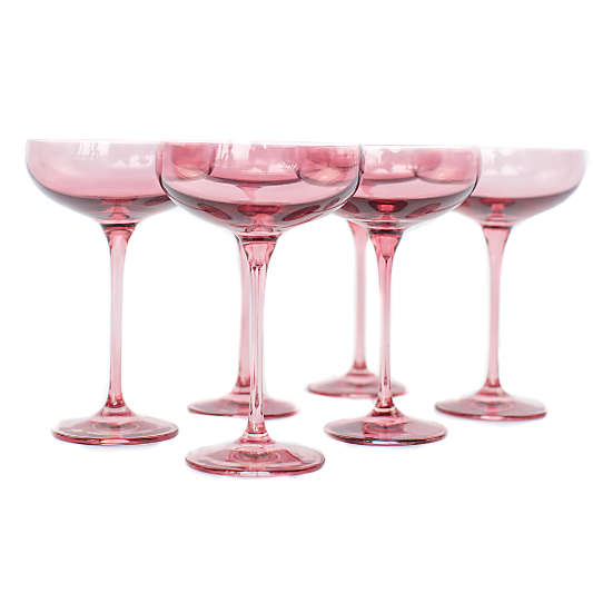 Estelle Rose Colored Champagne Coupe Stemware, Set of 6