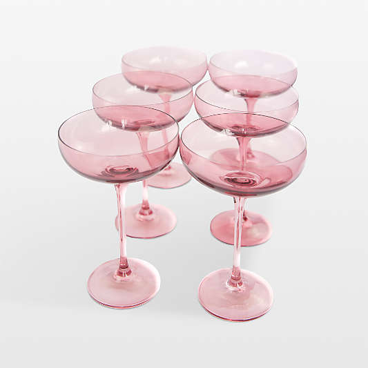 Estelle Rose Colored Champagne Coupe Stemware, Set of 6