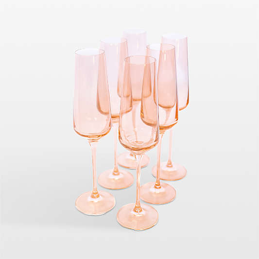 Estelle Blush Pink Colored Champagne Flutes, Set of 6