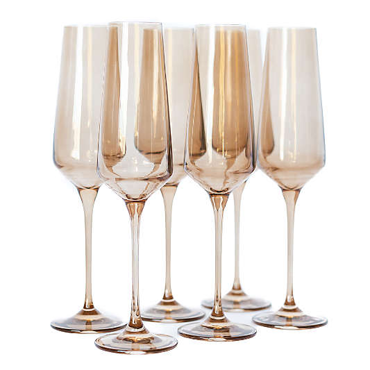 Estelle Mocha Colored Champagne Flutes, Set of 6